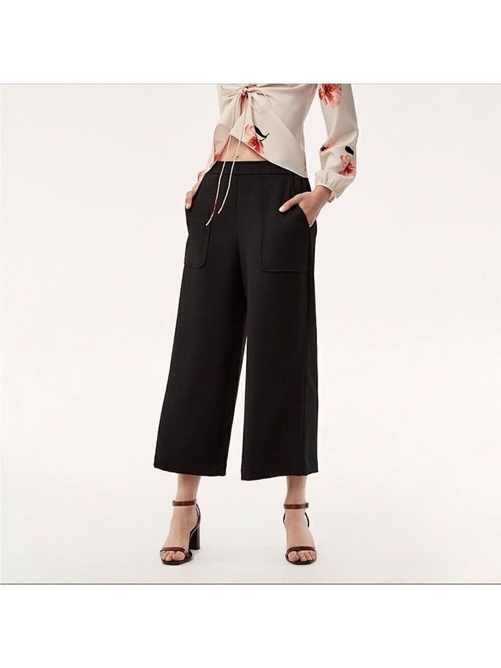 Aritzia Wilfred Boissier Wide Leg Crop Pant In Black Sz Medium